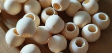 Natural Wooden Round 14mm Beads Large 7mm Hole Jewellery Macrame  20 or 50 UK 