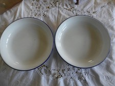 Two old enamel - , bowls,