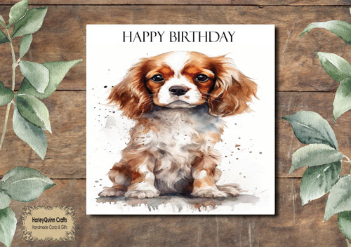 Dog 095 birthday card cavalier - dog,