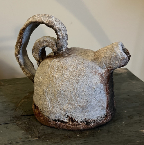 Rustic paper mache teapot with - mache,