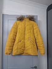 Ladies Autumn Yellow Mustard Hooded Jacket Size 12, Great Condition