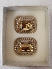 Diamante Dress Clips Simulated Smoky Quartz in Fitted Box - Collars, Shoes etc