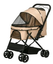 PawHut Pet Stroller Puppy Dog Cat Foldable Travel Pram with Reversible Handle 