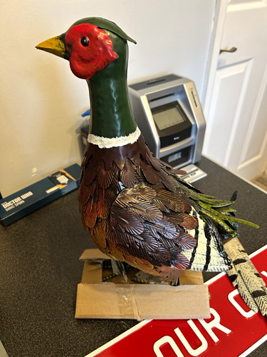 Painted metal pheasant bird - painted,