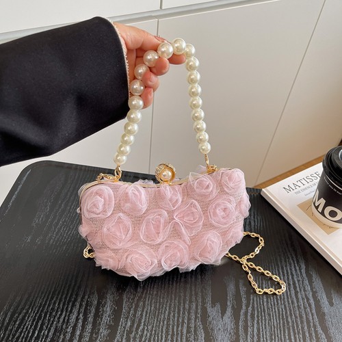 Chain pearl clutch - clutch, purses