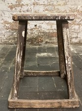 Vintage Pine Factory Leather Workshop Stool