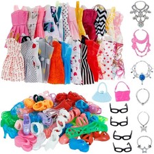 32Pcs/Set Barbie Doll Clothes Bundle Dresses Shoes Accessories Girl Toy Gifts