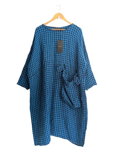Grizas blue check midi dress - midi,