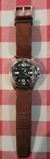 DKNY NY1434 Gents Watch. Chunky Stainless Steel. Brown Leather Strap.