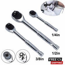 3X Socket Wrench Reversible Ratchet Handle Quick Release 1/4" 3/8" 1/2" Tool Set