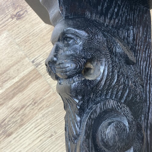 Antique large oak lion - lion, shelf