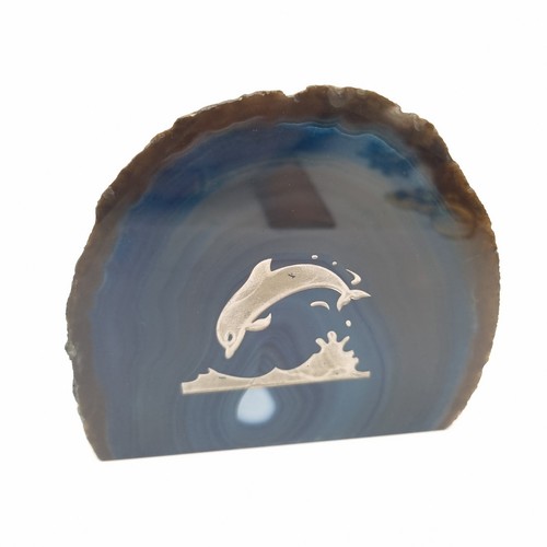 Vintage agate slice - vintage, dolphin