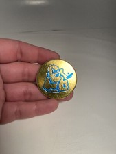 Vntg POG 1990s Old Man Thumbs Up Fun Foil Gold Blue Cap Milk Bottle Top HTF RARE
