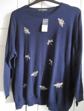 BONMARCHE NAVY EMBROIDERED