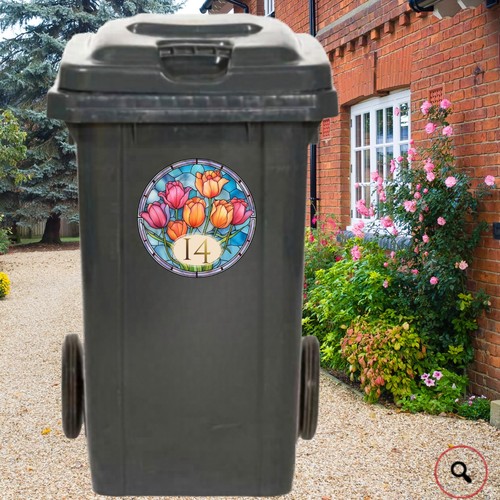 Floral round wheelie bin - round,