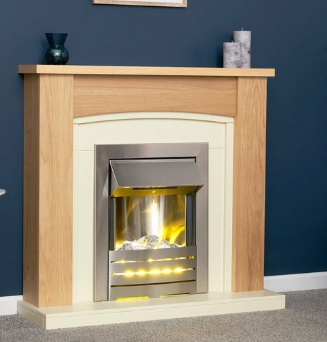 Electric fire oak cream - electric,