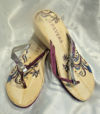 Stunning Pavers Toe Post Wedge Sandals with Flower detail UK8 EU41 BNWOT
