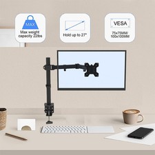 13"- 27"Single Arm Computer Screen Monitor Arm Mount Desk Stand with Clamp