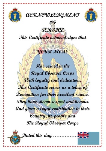 Royal observer corps - observer,