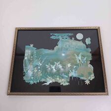 Vintage Dufex Jean & Ron Henry Foil Art Framed Picture Fairies Bottom Of Garden