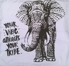 Cushion Cover cotton Elephant Jumbo Pale Purple “Your Vibe Attracts Your Tribe”