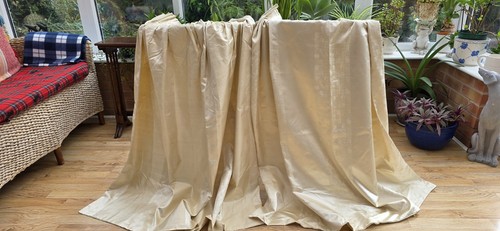 Pair curtains pale gold real - curtains,