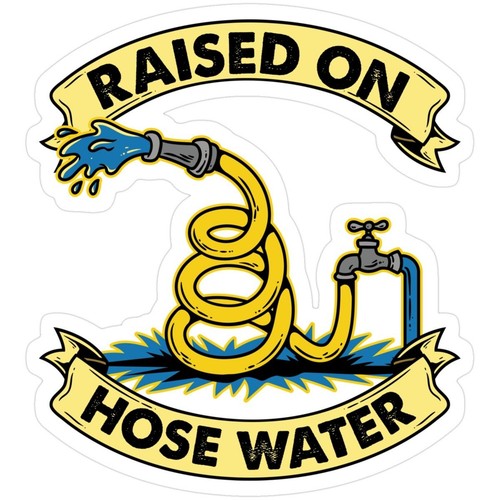 Raised hose water sticker - hose,