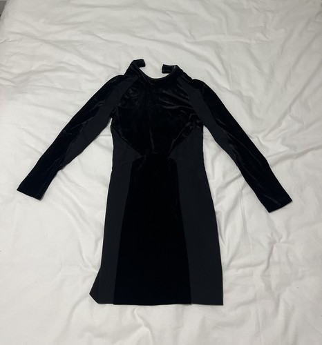 Zara black velvet panel dress - black,