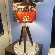 . Bespoke VW Volkswagen camper van folding wooden table Lamp light with shade 