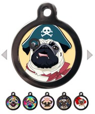 Pug Breed Pet ID Tag Personalised Cute Dog or Puppy Name Disc for Collar