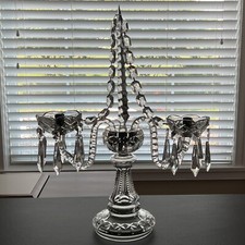Waterford Crystal 21" CANDELABRA Centerpiece w/ Drop Chain Prisms Spire Ireland