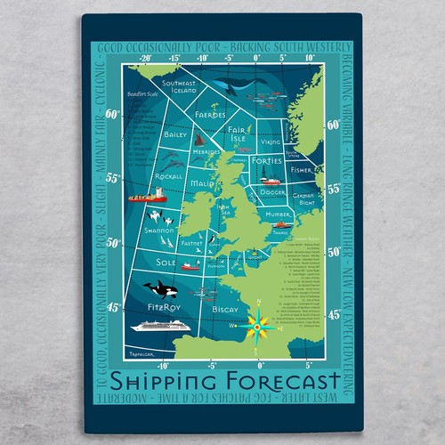 Shipping forecast map ceramic - map,