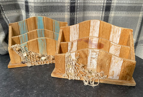 Pair wooden desk tidy - of, /