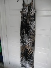 Full Length Sleeveless Dress Size 14 Elasticated Waist Shoulder Straps By Wallis