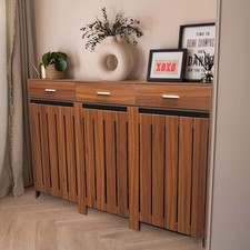 RADIATOR COVER 3 Drawer Wooden 152cm x 96cm Vertical Slat MDF Cabinet Covering