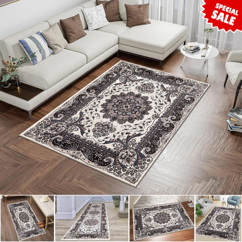 Cream luxury traditional rug - cream,