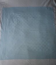Vintage Retro Blue Damask Tablecloth 47" X 48" Cotton Linen Blend