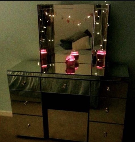 Mirrored glass dressing table - mirrored,