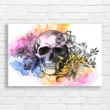 Watercolor Skull With Floral