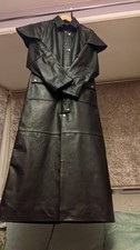 Leather Duster Riding Jacket Size Small Black Genuine Leather