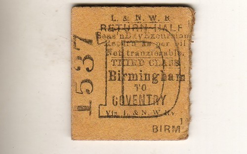 Railway ticket lnwr coventry - railway,