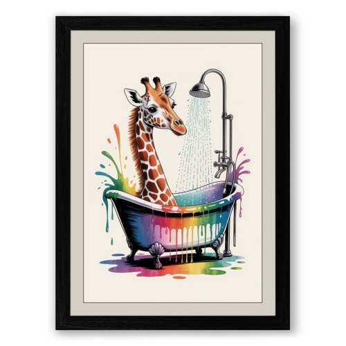 Giraffe rainbow bath - giraffe,