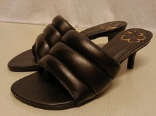 TED BAKER HEELED SLIP ON SANDALS BLACK LEATHER SIZE 4 EU 37 RRP £95.00