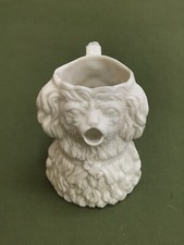 Charming Antique White Dog Jug circa 1880. Vitro-porcelain Glassware.