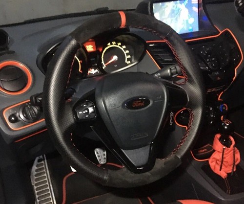 Suede leather steering wheel - leather,