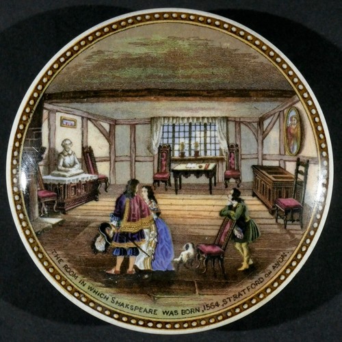Antique prattware pot lid - antique,
