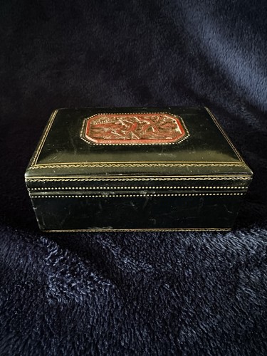 Vintage leather jewelry box - leather,
