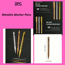 Metallic Marker Pens - Set Of 3 Gold, Silver, And Copper Permanent Paint Pens