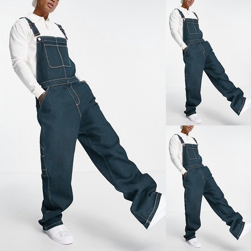 Men denim dungarees bib - denim,