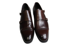 John White Men's Brown Leather Monk Strap Shoes UK Size 11